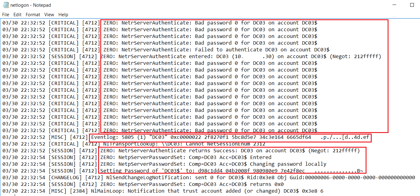 Рисунок 23. Анализ журнала отладки Netlogon