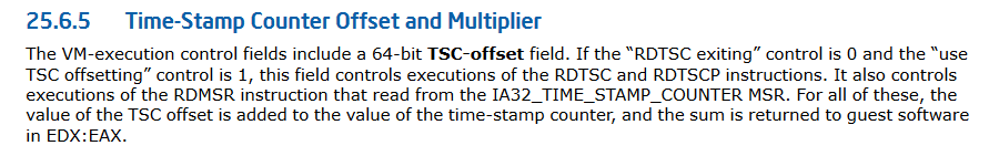 Рисунок 9. Описание поля TSC offset (Intel® 64 and IA-32 Architectures Software Developer’s Manual Volume 3 (3A, 3B, 3C, & 3D): System Programming Guide)  