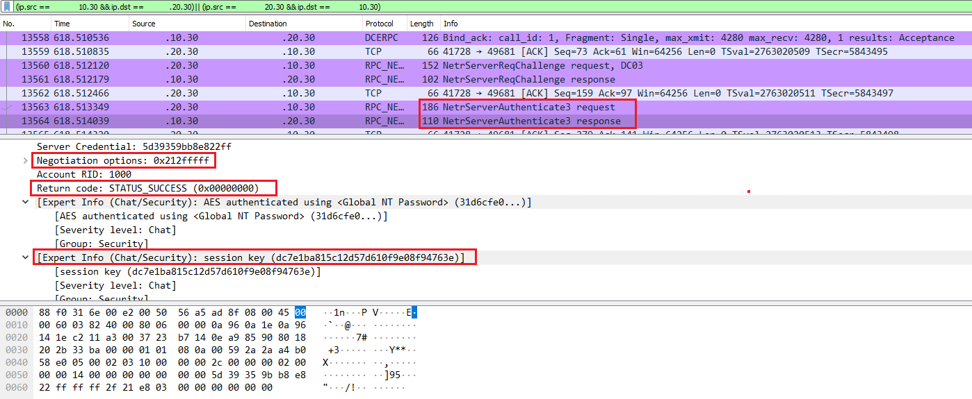 Рисунок 14. Server Credential и подобранный SessionKey