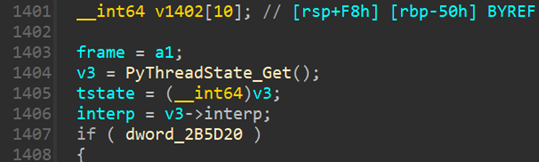 Начало функции pyarm