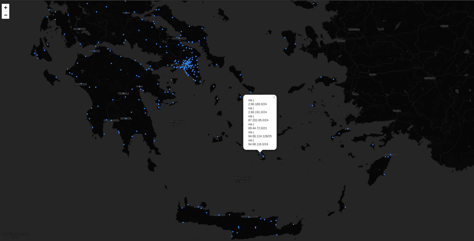 Рисунок 5. Просмотр расположения сетей на карте