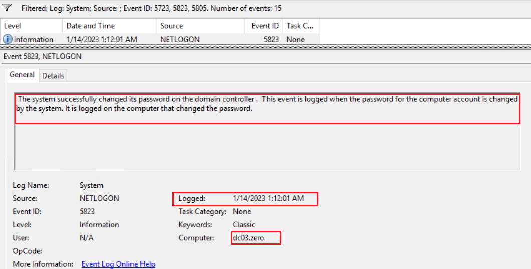 Рисунок 25. Легитимная смена пароля компьютерной учетной записи системой