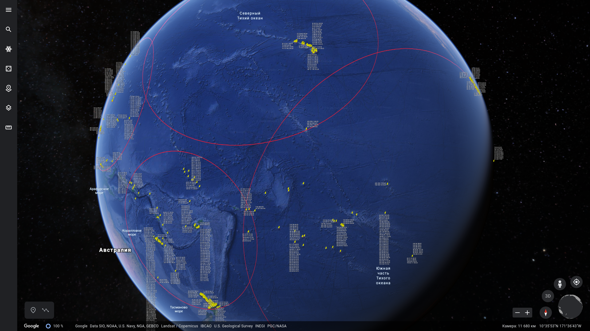 Рисунок 7. Визуализация с использованием Google Earth