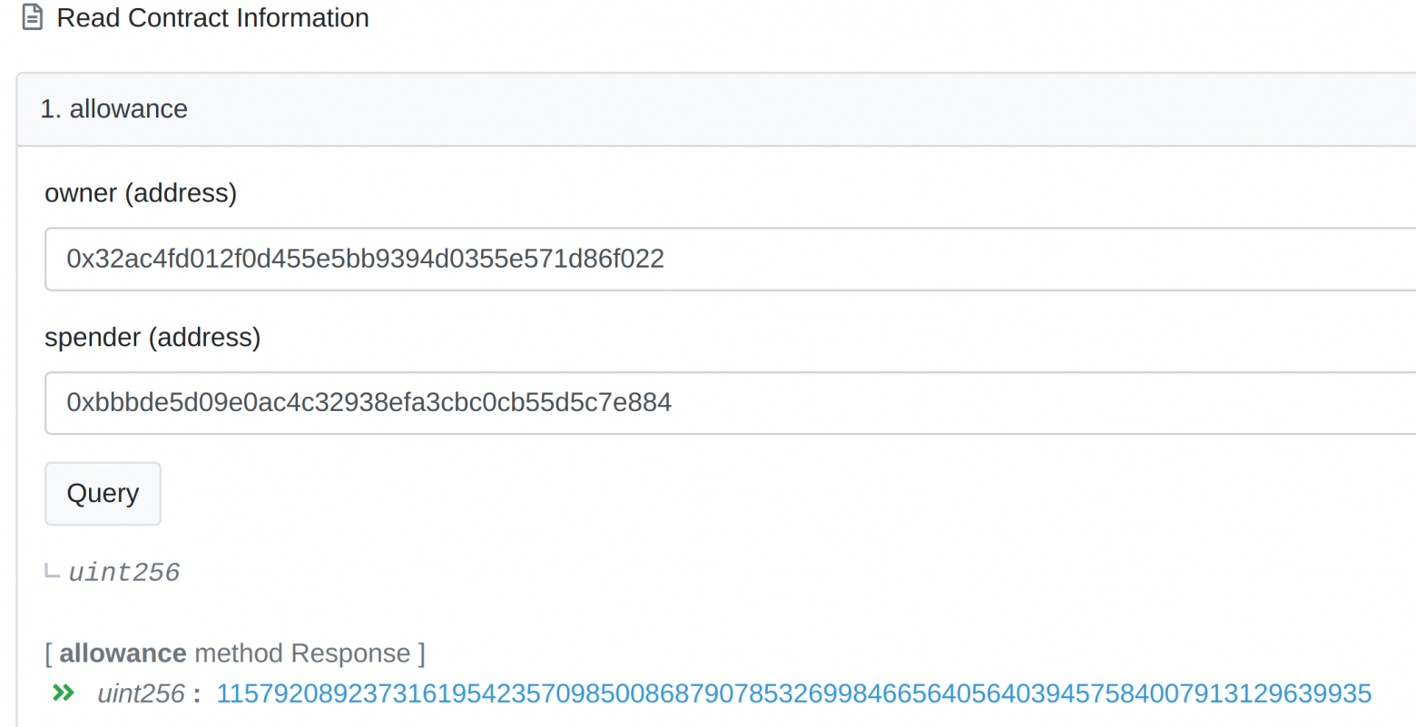 Рисунок 7. Разрешение на использование токена USDC, выданное адресу, у которого нет владельца
