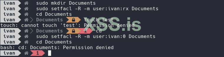 sudo setfacl -R -m user:ivan:rx Documents