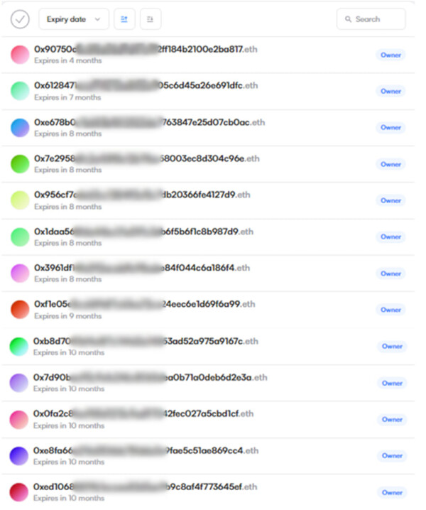 ENS-домены, зарегистрированные с использованием криптоадреса злодея