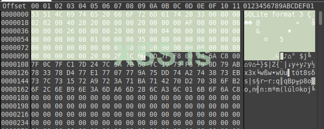 Заголовок sqlite3 в hex-редакторе