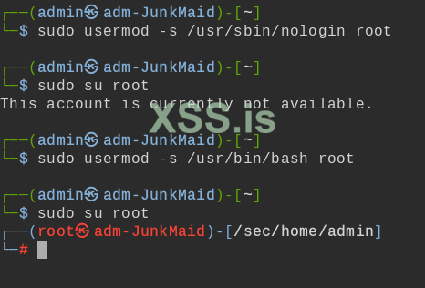 sudo usermod -s /usr/sbin/nologin root