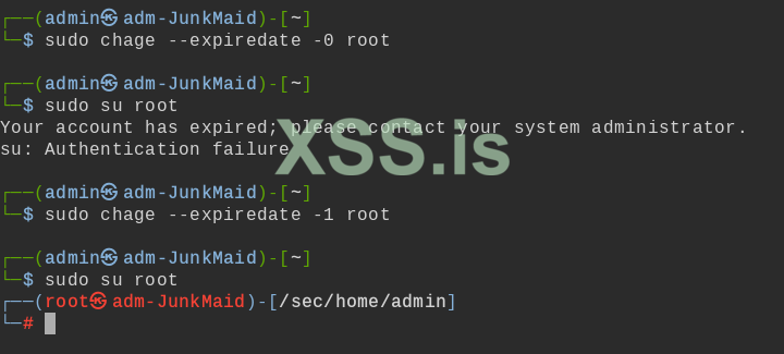 sudo chage --expiredate -0 root