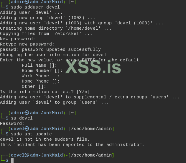 devel ALL = (root) /usr/bin/apt install, /usr/bin/apt update, /usr/bin/apt upgrade