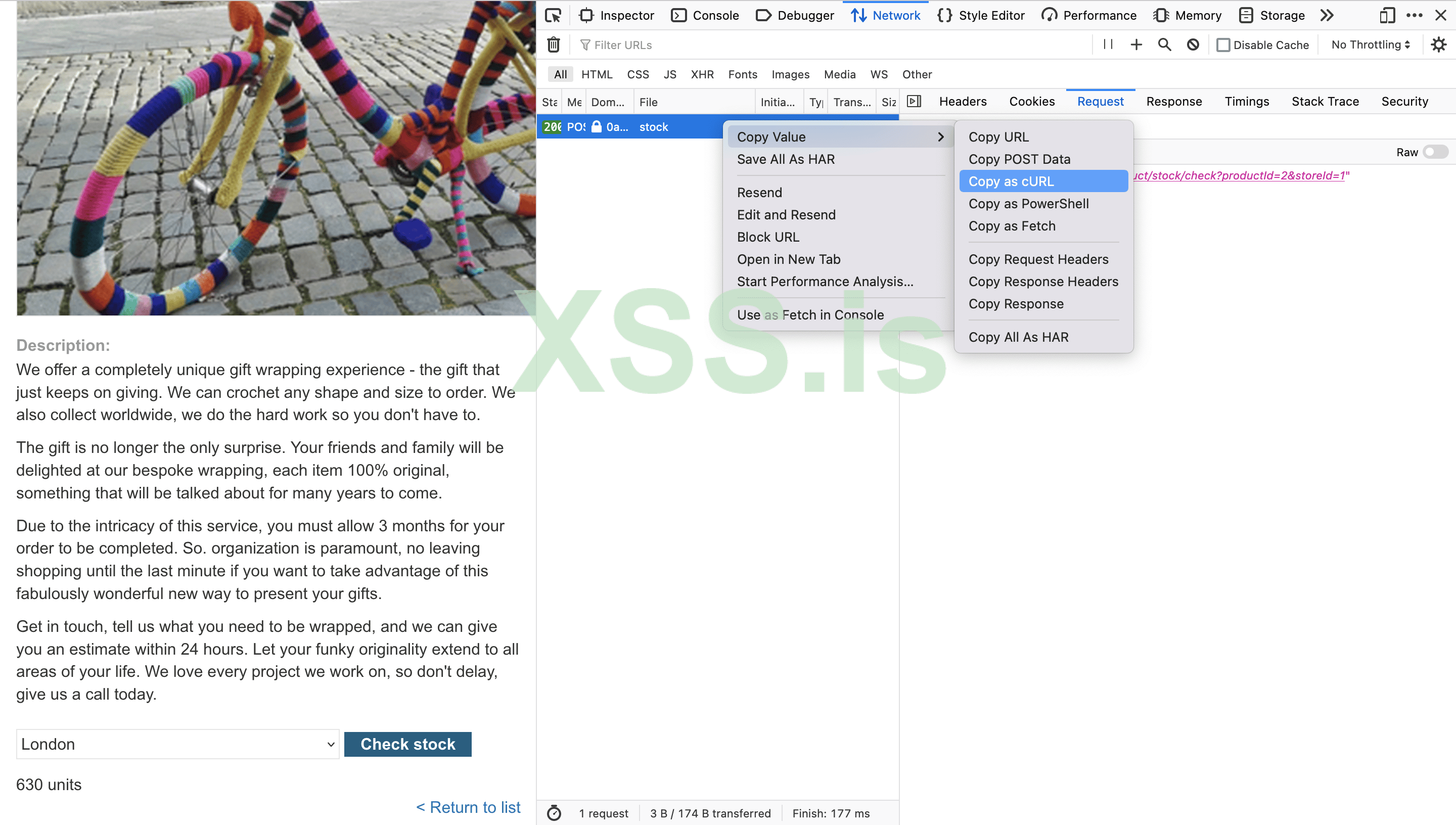 Изображение [11]: Копирование запроса cURL с помощью firefox