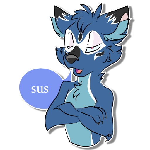 Soatok crossed arms saying sus in a text bubble